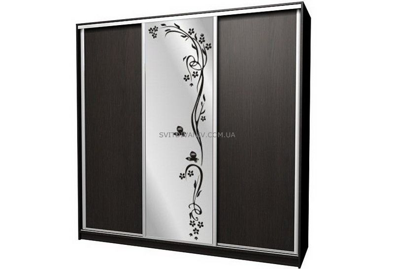 Шкаф купе трехдверный с зеркалом пескоструй - купить Шкаф купе трехдверный с зеркалом пескоструй